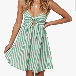 Tie Front Striped Midi-Dress